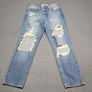 Hidden Womens Jeans 24 Bailey Boyfriend Blue Crop Distressed Ripped Grunge Denim